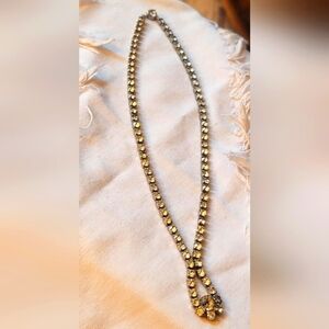 Vintage Coro Signed‎ Rhinestone Drop Necklace With Rhinestone Clasp